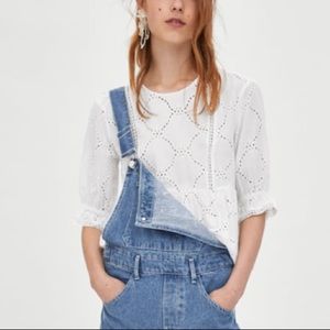 Zara TRF white eyelet peplum blouse